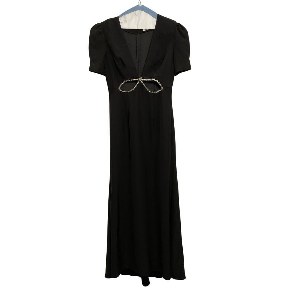 Ieena for Mac Duggal Black Embellished Cutout Gown - Picture 4 of 9